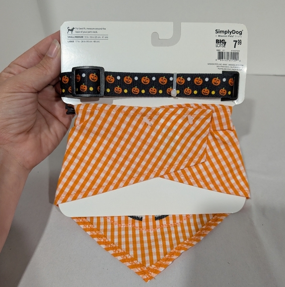 NWT Simply Dog Halloween Collar & Bandana Set - Orange and Black - Picture 5 of 6